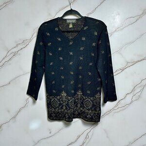 Classiques Entier Sweater Nordstrom Black Gold Merino Wool Old Money Size Small